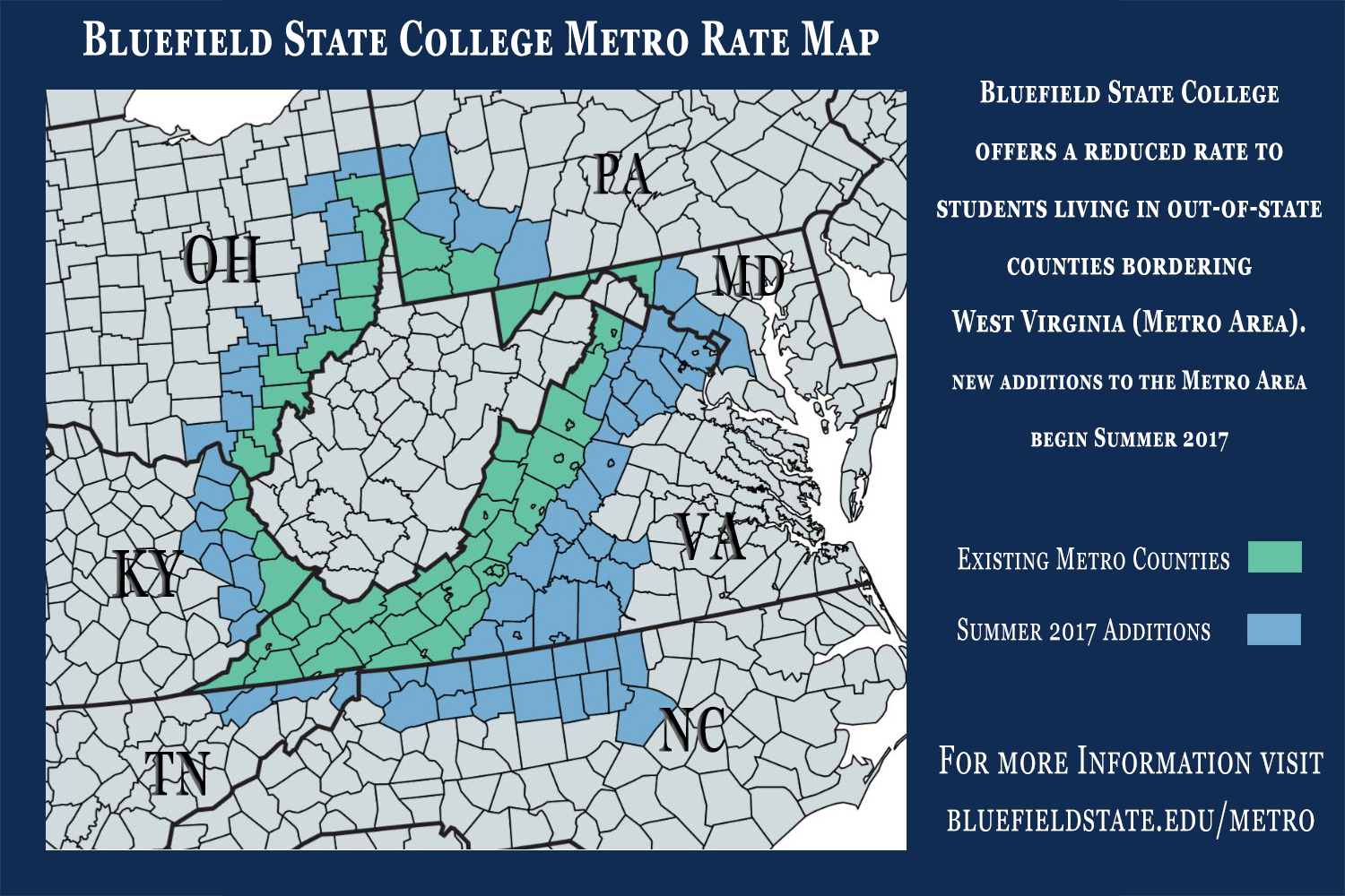 Bluefield State College Metro Rate Map