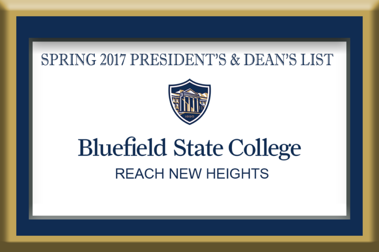 Bluefield State College announces the President’s and Dean’s List