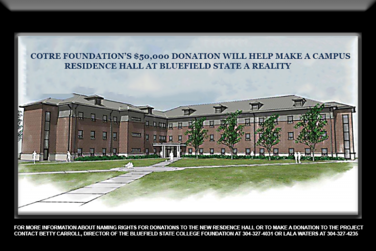 Corte Foundation’s $50,000 donation will help make a Campus Residence Hall at Bluefield State a reality