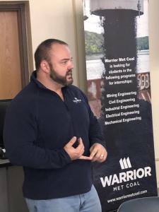 Jason McCown, Warrior Met Coal Company Human Resource Director, discussed Warrior Met's career and summer internship opportunities with BSC engineering technology students on November 21