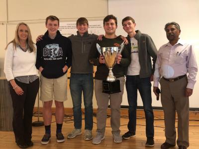Richlands High School is pictured moments after receiving the championship trophy during the 7th annual Humanities Challenge at Bluefield State College.