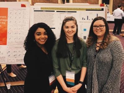 Bluefield State College students (left-to-right) Shomonique Hankins, Courtney Rolen, and Brianna Punturi are pictured after presenting individual posters at the Southeastern Regional IDeA Conference held in Louisville, November 6-8, 2019.