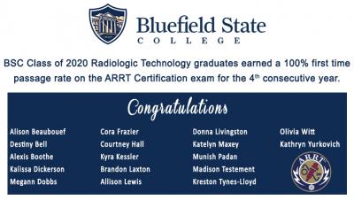 Congratulations, BSC Class of 2020 RadTech Graduates--100% passage rate on ARRT Certification Exam
