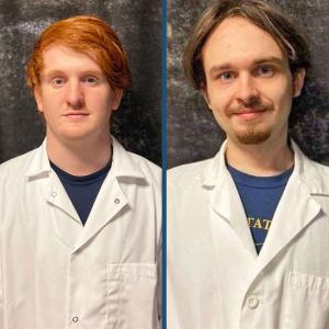 The research project of Bluefield State College students Dakota Parnell (left) and Jesse Orell (right) was selected as “First Runner-Up” in the “Biological and Biochemical Sciences Category” at the recent Undergraduate Research Day at the Capitol program in Charleston.