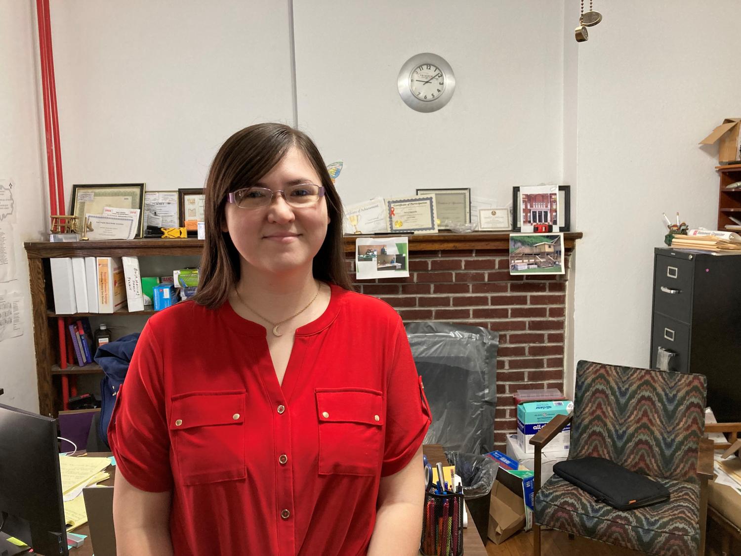 Bluefield State College student Eden Scruggs is pictured at the office of South Central Educational Development, where she recently completed a Project Success paid internship.