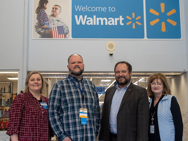 Pictured left-to-right are Walmart’s Regional Marketing Manager, Heather Harmon and Walmart Bluefield, VA Store Manager, Jeffrey Bailey, Dr. Ted Lewis, Bluefield State Provost, and Karen Grogan, Dean/W. Paul Cole, Jr. School of Business.  The Walmart Management Training Program has created internship opportunities for BSC students majoring in Business at the W. Paul Cole, Jr. School of Business.